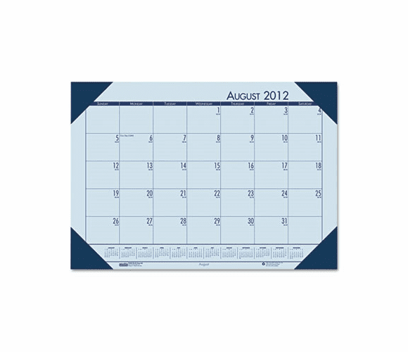 HOD012540 EcoTones Academic Desk Pad Calendar, 18-1/2w x 13d, Blue Corners, 2012-2013 By HOUSE OF DOOLITTLE