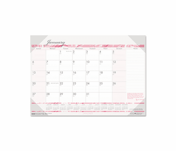 HOD1466 Breast Cancer Awareness Monthly Desk Pad Calendar, 18-1/2 x 13, 2013 By HOUSE OF DOOLITTLE