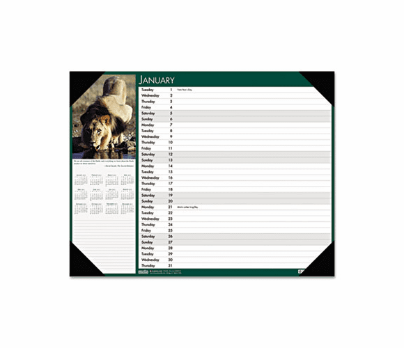HOD173 Wildlife Photographic Monthly Desk Pad Calendar, 22 x 17, 2013 By HOUSE OF DOOLITTLE