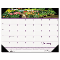 HOD1746 Gardens of the World Photographic Monthly Desk Pad Calendar, 18-1/2 x 13, 2013 By HOUSE OF DOOLITTLE