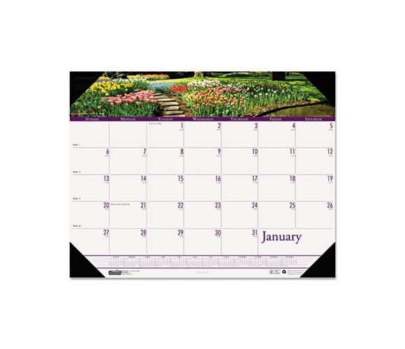 HOD1746 Gardens of the World Photographic Monthly Desk Pad Calendar, 18-1/2 x 13, 2013 By HOUSE OF DOOLITTLE