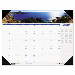 HOD1786 Coastlines Photographic Monthly Desk Pad Calendar, 18-1/2 x 13, 2013 By HOUSE OF DOOLITTLE
