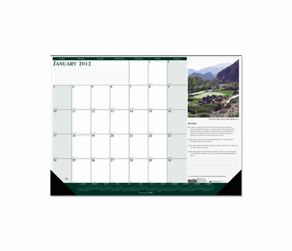 HOD196 Golf Courses Photographic Monthly Desk Pad Calendar, 22 x 17, 2012 By HOUSE OF DOOLITTLE