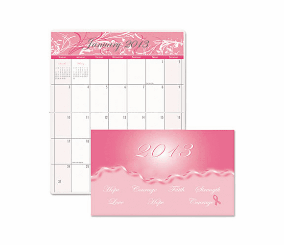 HOD246 Breast Cancer Awareness 14-Month Pocket Secretary, 3-3/4 x 6-1/4, 2012-2014 By HOUSE OF DOOLITTLE