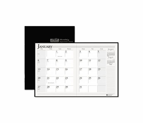 HOD26002 Ruled Planner with Stitched Leatherette Cover, 8-1/2 x 11, Black, 2012-2014 By HOUSE OF DOOLITTLE