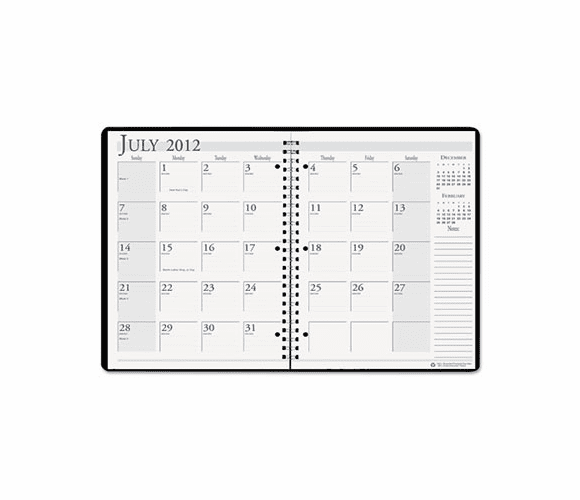 HOD26302 Spiralbound 14-Month Academic Appointment Book, 8-1/2 x 11, Black, 2012-2013 By HOUSE OF DOOLITTLE