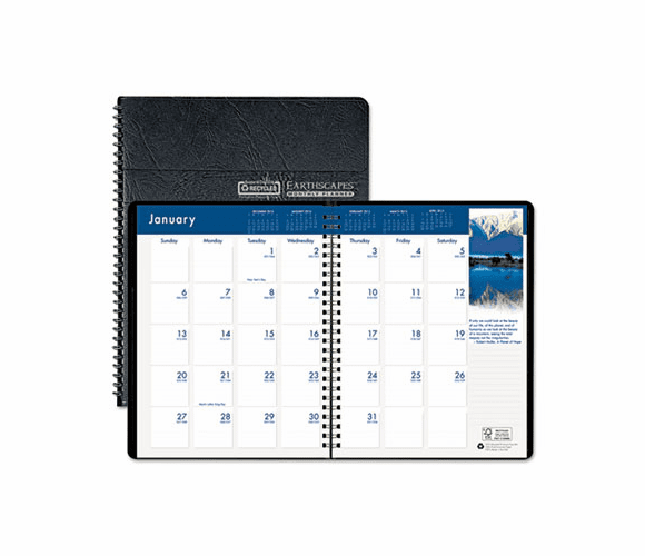 HOD26402 Earthscapes Full-Color Monthly Planner, 8-1/2 x 11, Black, 2012-2014 By HOUSE OF DOOLITTLE