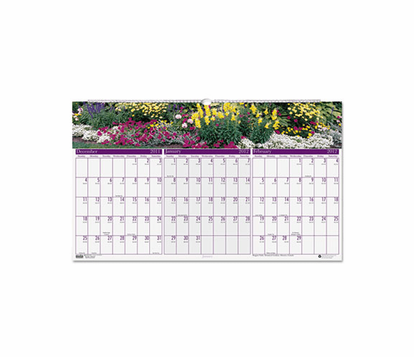 HOD307 Gardens of the World Three Months/Page Wall Calendar, 21 x 12-3/8, 2012 By HOUSE OF DOOLITTLE