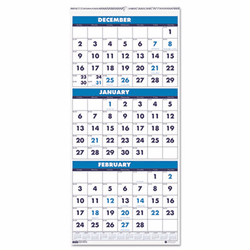 HOD3640 Three-Month Format Wall Calendar, 12-1/4 x 27, 2012-2013 By HOUSE OF DOOLITTLE