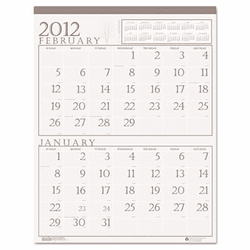 HOD370 Two-Months-per-Page Wall Calendar in Punched Leatherette Binding, 20 x 26, 2012 By HOUSE OF DOOLITTLE
