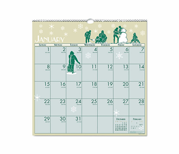 HOD376 Illustrated Monthly Wall Calendar, 12 x 12, 2013 By HOUSE OF DOOLITTLE