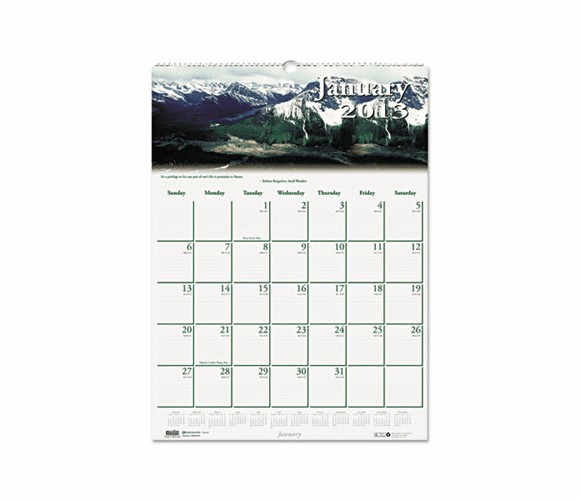 HOD378 Scenic Beauty Monthly Wall Calendar, 12 x 16-1/2, 2013 By HOUSE OF DOOLITTLE