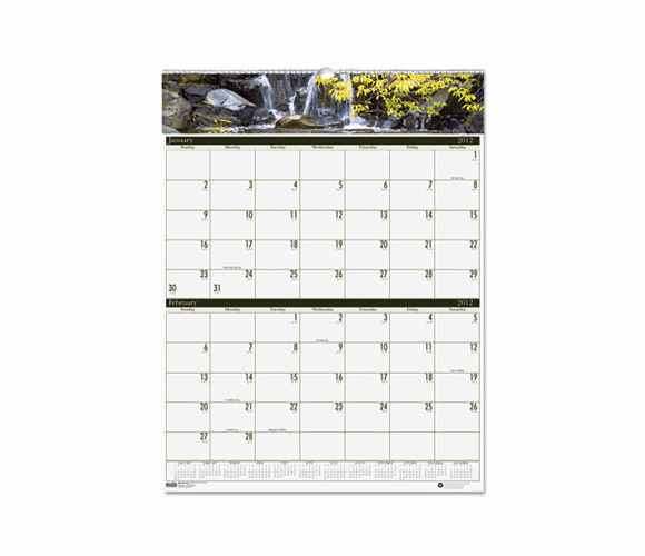 HOD3814 Waterfalls of the World Two-Months-per-Page Wall Calendar, 20 x 26, 2012 By HOUSE OF DOOLITTLE