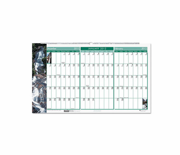 HOD3817 Waterfalls of the World Three Months/Page Wall Calendar, 21 x 12-3/8, 2012 By HOUSE OF DOOLITTLE