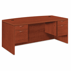 HON11595ABJJ Valido 11500 Bow Front Double Pedestal Desk, 72w x 36d x 29-1/2h, Henna Cherry By HON COMPANY