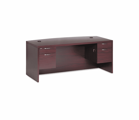 HON11595AFNN Valido 11500 Bow Top Double Pedestal Desk, 72w x 36d x 29-1/2h, Mahogany By HON COMPANY