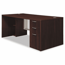 HON11887RGNN Attune Right Pedestal Desk, Frosted Modesty Panel, 72w x 36d x 29-1/2h, Mahogany By HON COMPANY