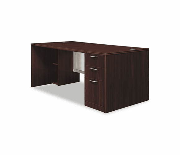 HON11887RGNN Attune Right Pedestal Desk, Frosted Modesty Panel, 72w x 36d x 29-1/2h, Mahogany By HON COMPANY