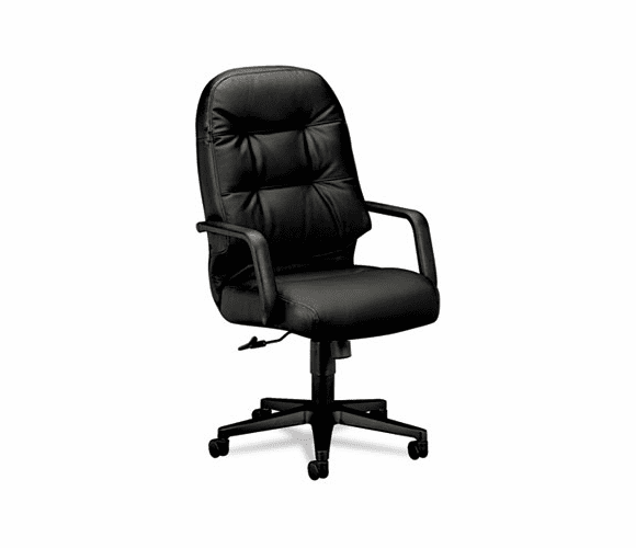 HON2091SR11T Leather 2090 Pillow-Soft Series Executive High-Back Swivel/Tilt Chair, Black By HON COMPANY