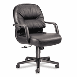 HON2092SR11T Leather 2090 Pillow-Soft Series Managerial Mid-Back Swivel/Tilt Chair, Black By HON COMPANY