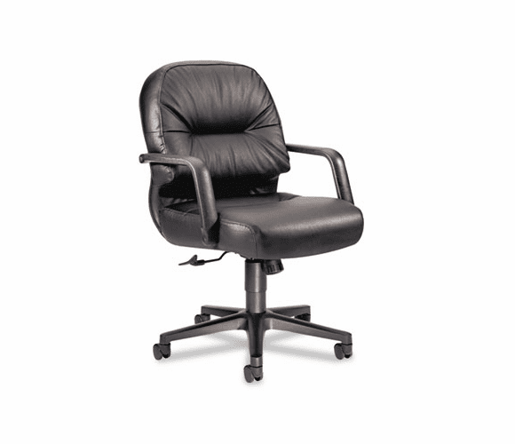 HON2092SR11T Leather 2090 Pillow-Soft Series Managerial Mid-Back Swivel/Tilt Chair, Black By HON COMPANY