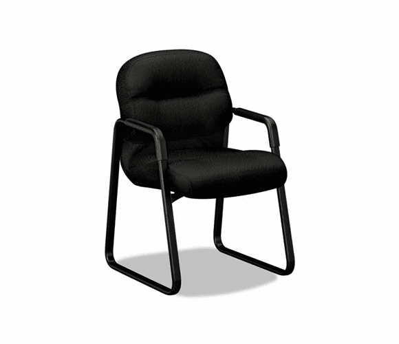 HON2093NT10T 2090 Pillow-Soft Series Guest Arm Chair, Black Upholstery/Black Sled Base By HON COMPANY