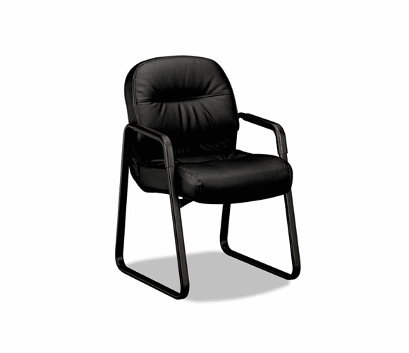 HON2093SR11T Leather 2090 Pillow-Soft Series Guest Arm Chair, Black By HON COMPANY