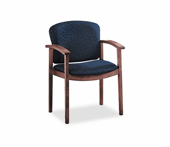 HON2111NAB90 2111 Invitation Series Wood Guest Chair, Mahogany/Solid Blue Fabric By HON COMPANY