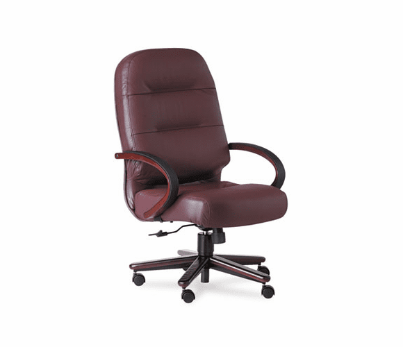HON2191NSR69 2190 Pillow-Soft Wood Series Executive High-Back Chair, Burg. Leather/Mahogany By HON COMPANY