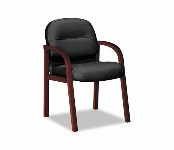 HON2194NSR11 2190 Pillow-Soft Wood Series Guest Arm Chair, Mahogany/Black Leather By HON COMPANY