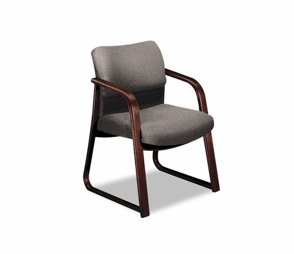 HON2903NAB12 2900 Series Guest Arm Chair, Gray Fabric/Mahogany Finish Wood By HON COMPANY
