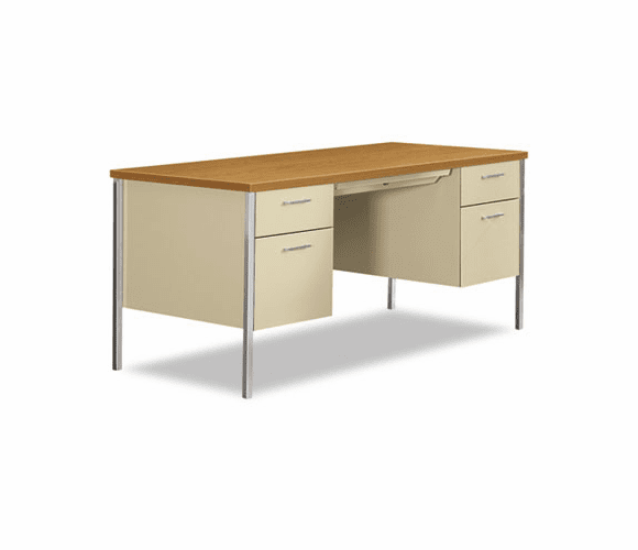 HON34962CL 34000 Series Double Pedestal Desk, 60w x 30d x 29-1/2h, Harvest/Putty By HON COMPANY