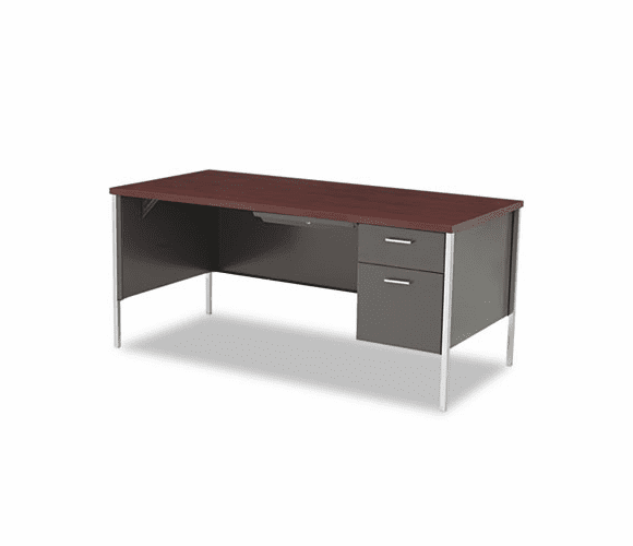HON34973RNS 34000 Series Right Pedestal Desk, 66w x 30d x 29-1/2h, Mahogany/Charcoal By HON COMPANY