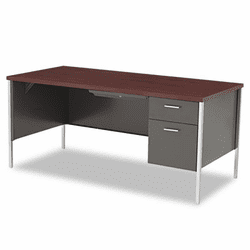 HON34973RNS 34000 Series Right Pedestal Desk, 66w x 30d x 29-1/2h, Mahogany/Charcoal By HON COMPANY