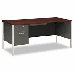 HON34974LNS 34000 Series Left Pedestal Desk, 66w x 30d x 29-1/2h, Mahogany/Charcoal By HON COMPANY