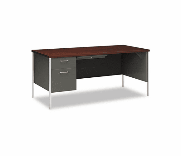 HON34974LNS 34000 Series Left Pedestal Desk, 66w x 30d x 29-1/2h, Mahogany/Charcoal By HON COMPANY