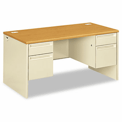 HON38155CL 38000 Series Double Pedestal Desk, 60w x 30d x 29-1/2h, Harvest/Putty By HON COMPANY