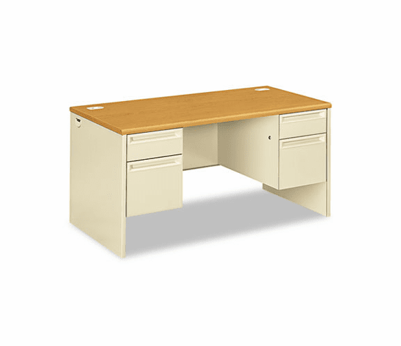 HON38155CL 38000 Series Double Pedestal Desk, 60w x 30d x 29-1/2h, Harvest/Putty By HON COMPANY