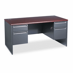 HON38155NS 38000 Series Double Pedestal Desk, 60w x 30d x 29-1/2h, Mahogany/Charcoal By HON COMPANY