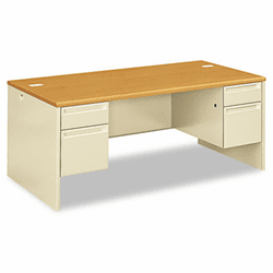 HON38180CL 38000 Series Double Pedestal Desk, 72w x 36d x 29-1/2h, Harvest/Putty By HON COMPANY