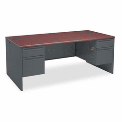 HON38180NS 38000 Series Double Pedestal Desk, 72w x 36d x 29-1/2h, Mahogany/Charcoal By HON COMPANY
