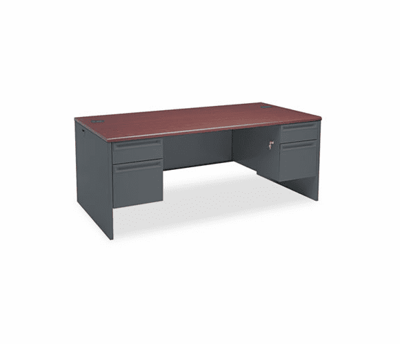 HON38180NS 38000 Series Double Pedestal Desk, 72w x 36d x 29-1/2h, Mahogany/Charcoal By HON COMPANY