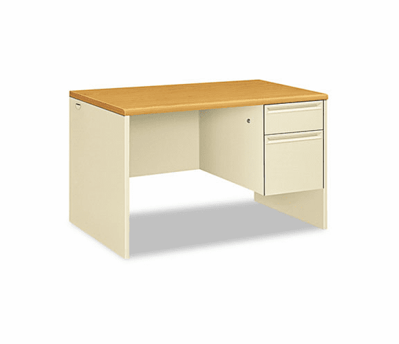 HON38251CL 38000 Series Right Pedestal Desk, 48w x 30d x 29-1/2h, Harvest/Putty By HON COMPANY