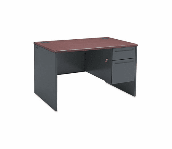 HON38251NS 38000 Series Right Pedestal Desk, 48w x 30d x 29-1/2h, Mahogany/Charcoal By HON COMPANY