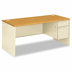 HON38291RCL 38000 Series Right Pedestal Desk, 66w x 30d x 29-1/2h, Harvest/Putty By HON COMPANY