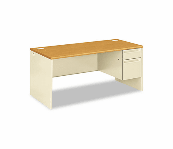 HON38291RCL 38000 Series Right Pedestal Desk, 66w x 30d x 29-1/2h, Harvest/Putty By HON COMPANY