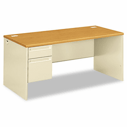 HON38292LCL 38000 Series Left Pedestal Desk, 66w x 30d x 29-1/2h, Harvest/Putty By HON COMPANY