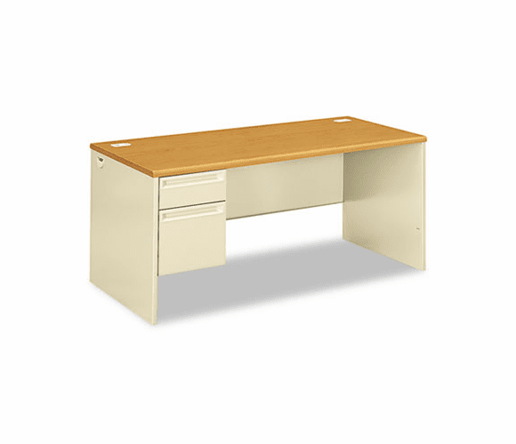 HON38292LCL 38000 Series Left Pedestal Desk, 66w x 30d x 29-1/2h, Harvest/Putty By HON COMPANY