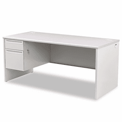 HON38292LG2Q 38000 Series Left Pedestal Desk, 66w x 30d x 29-1/2h, Gray Patterned/Light Gray By HON COMPANY