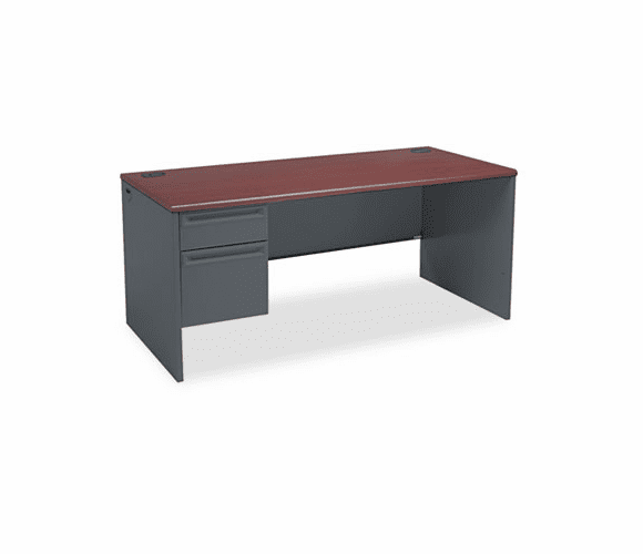 HON38292LNS 38000 Series Left Pedestal Desk, 66w x 30d x 29-1/2h, Mahogany/Charcoal By HON COMPANY